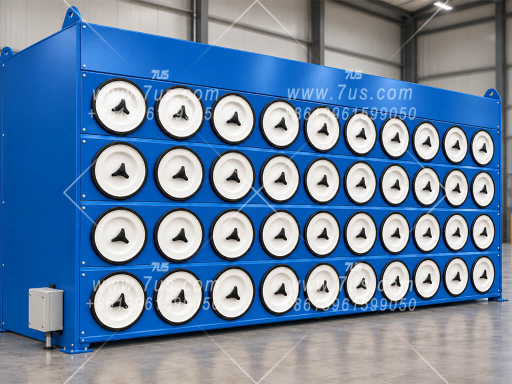 Continuous cabinet with repeated cartridge rows and no true module joint