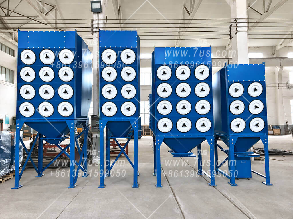 Downflow cartridge dust collector series