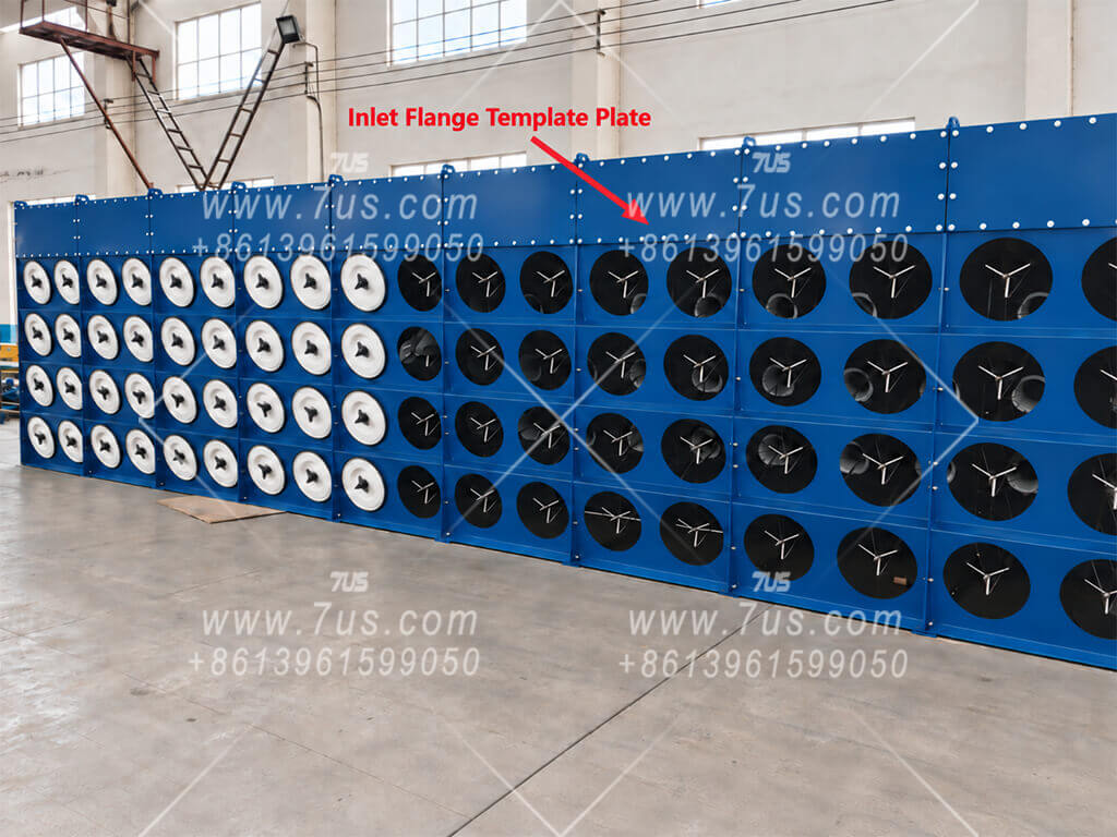 Actual 7US dust collector showing removable inlet flange template plate