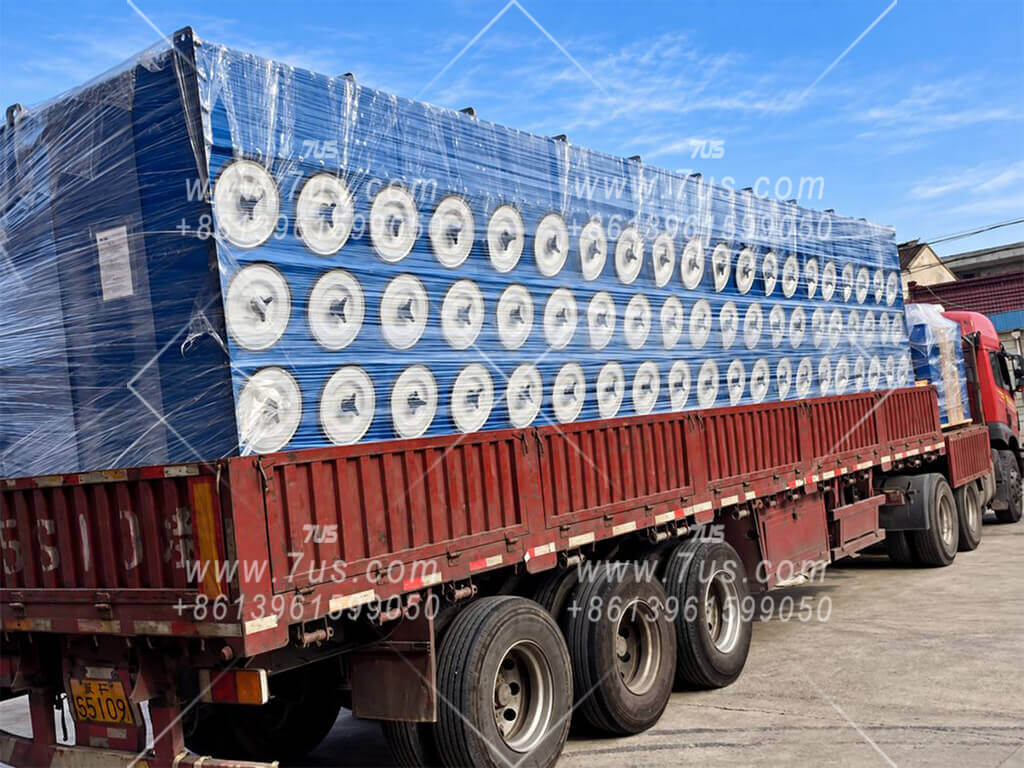 Large modular collector loaded for transport