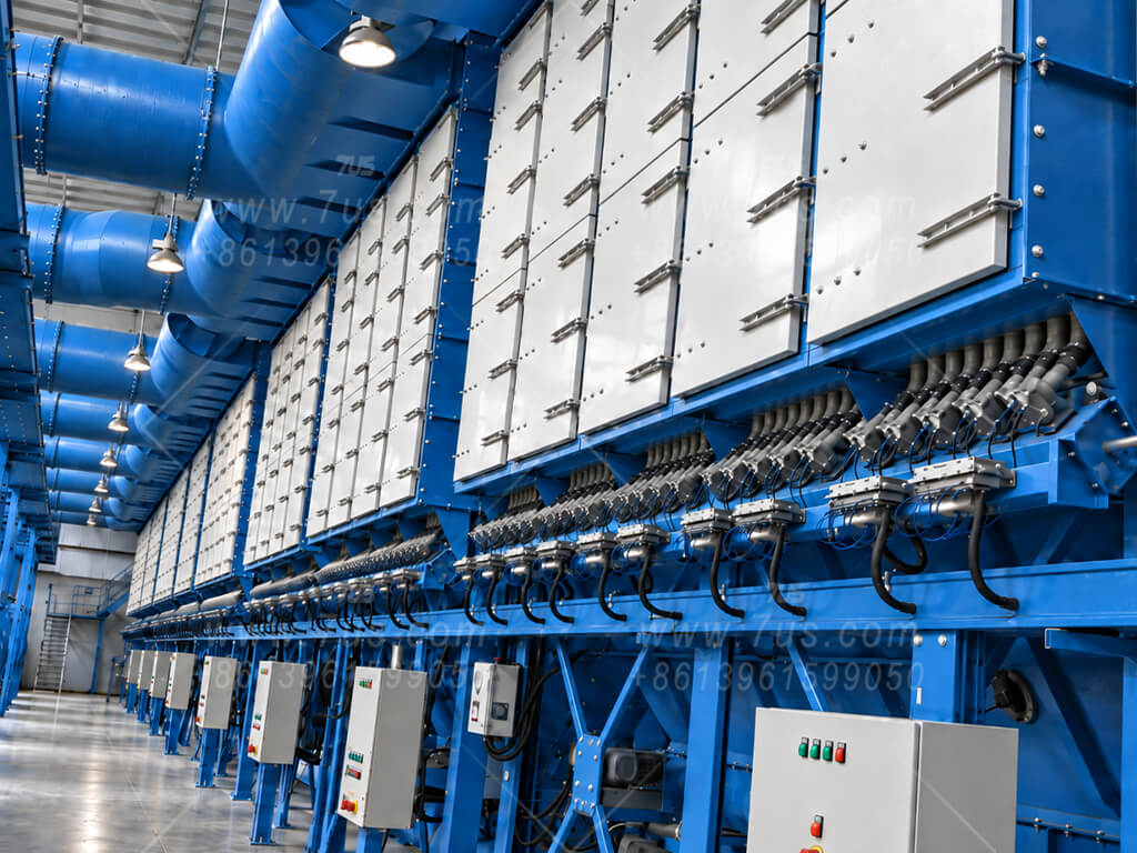 Large modular flat baghouse dust collector for central production-line extraction
