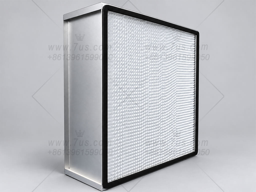 Box-type flat-panel HEPA filter with metal frame and pleated media