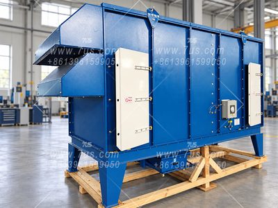 Blue EHAIF horizontal self-cleaning air inlet filter with weather hoods and front maintenance access doors