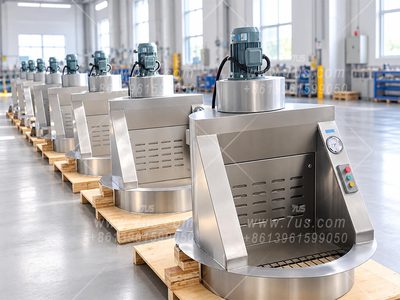 Batch of stainless steel silo-top bag dump stations with integrated cartridge dust collection