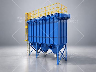 EHRBT modular round baghouse dust collector, three-quarter front view