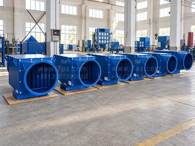 Blue baffle spark arrestors with visible internal baffles in the 7US workshop