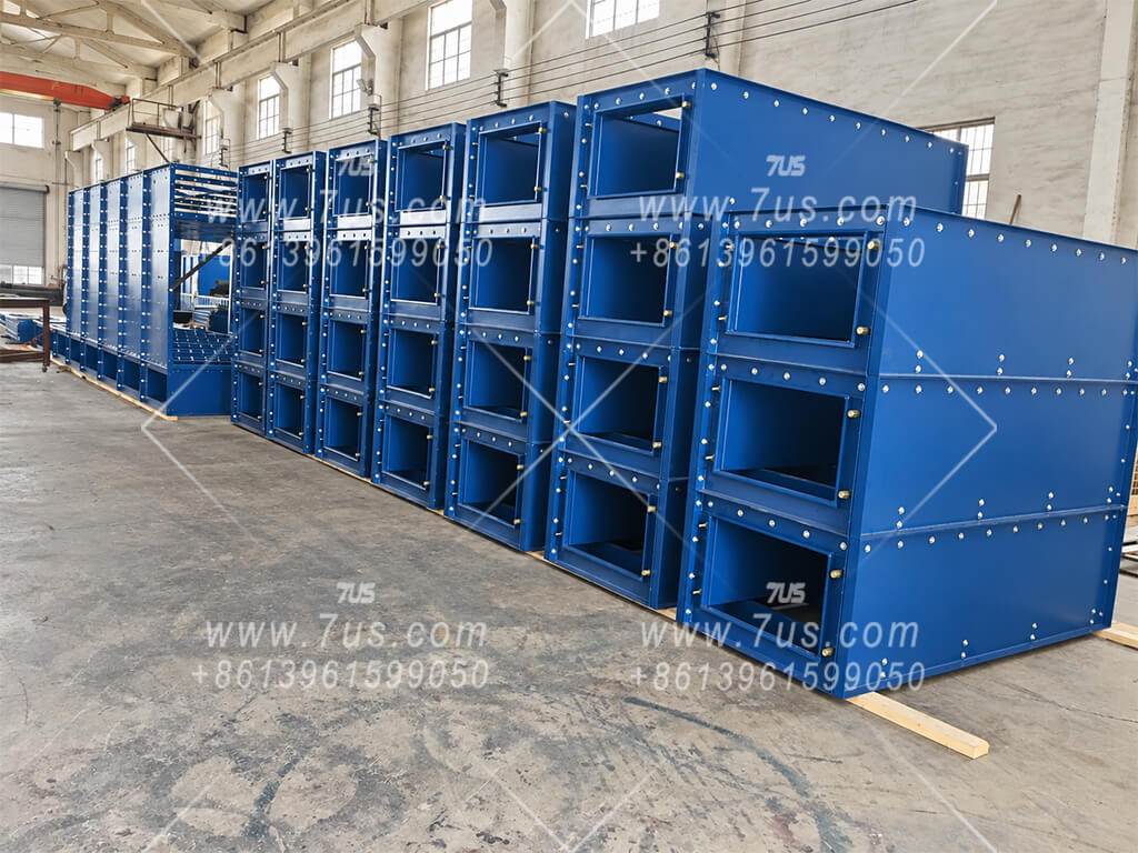 7US DHC vertical cartridge dust collector during factory trial assembly