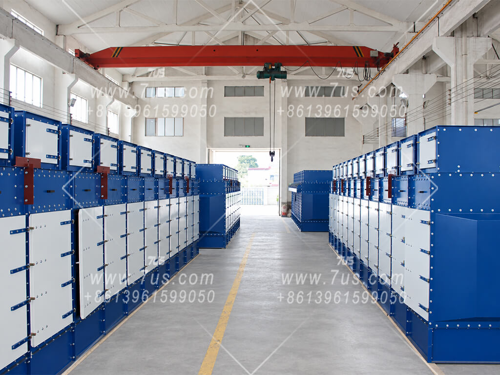 DHC vertical cartridge dust collector modules assembled during factory trial fit-up