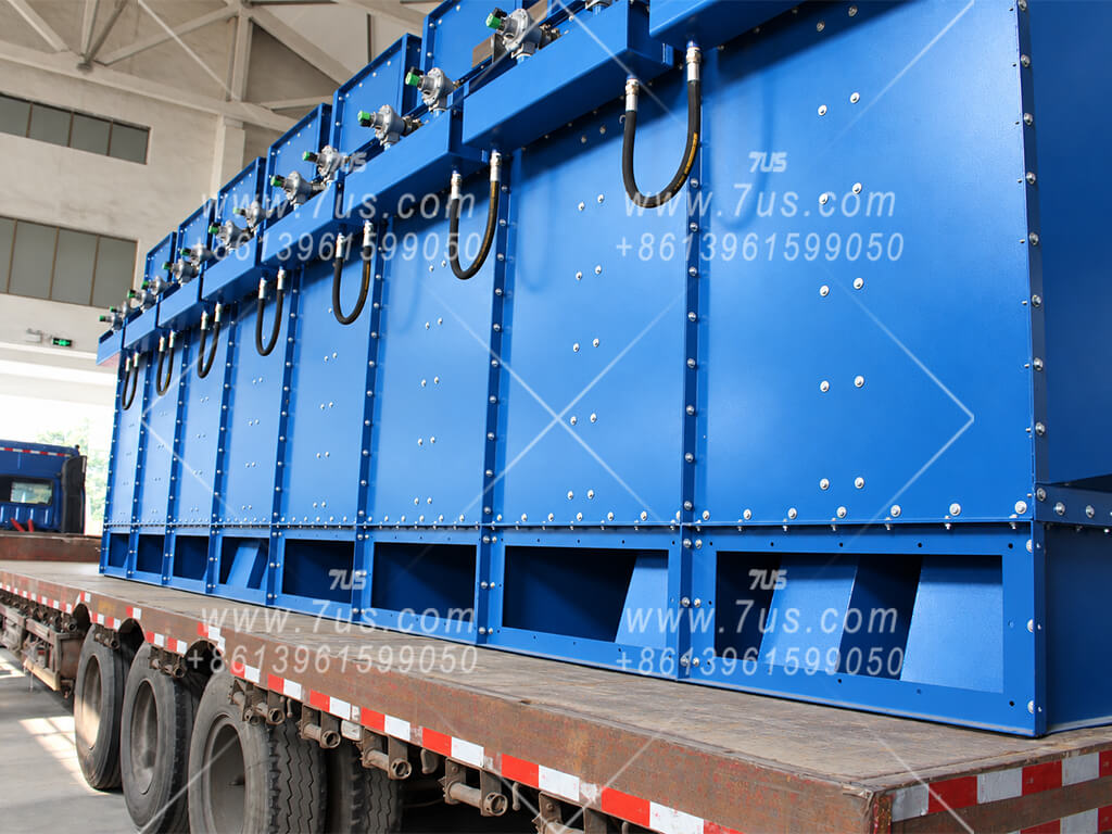 DHC vertical cartridge dust collector modules prepared for transport