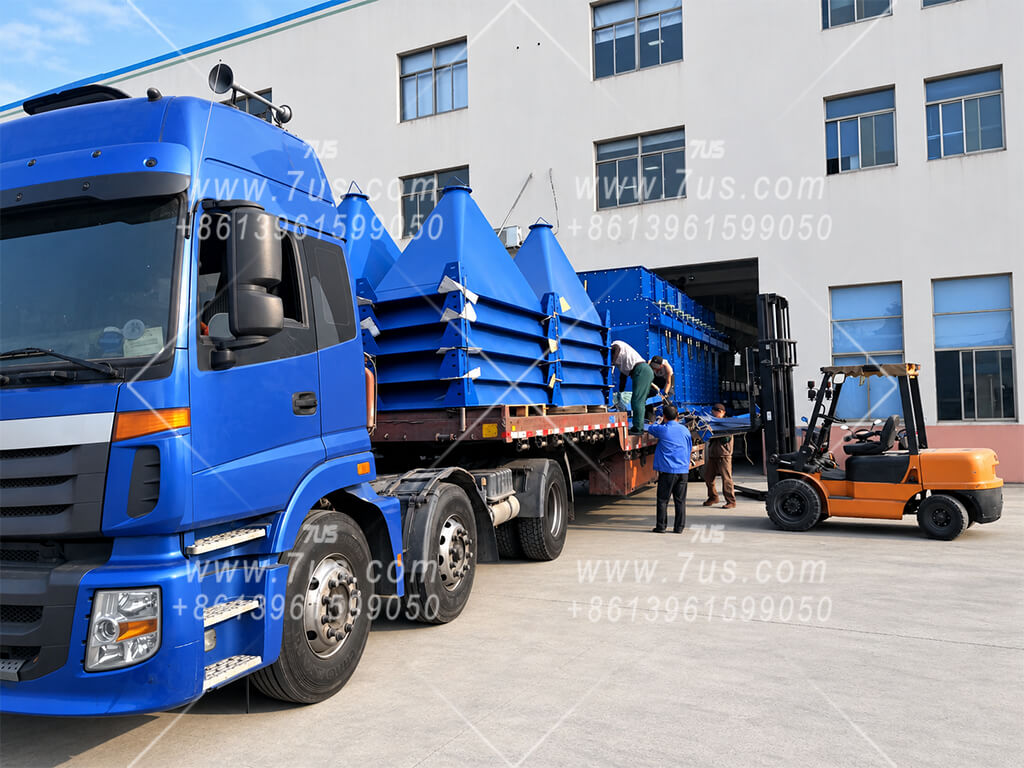 Loading DHC vertical cartridge dust collector modules for shipment