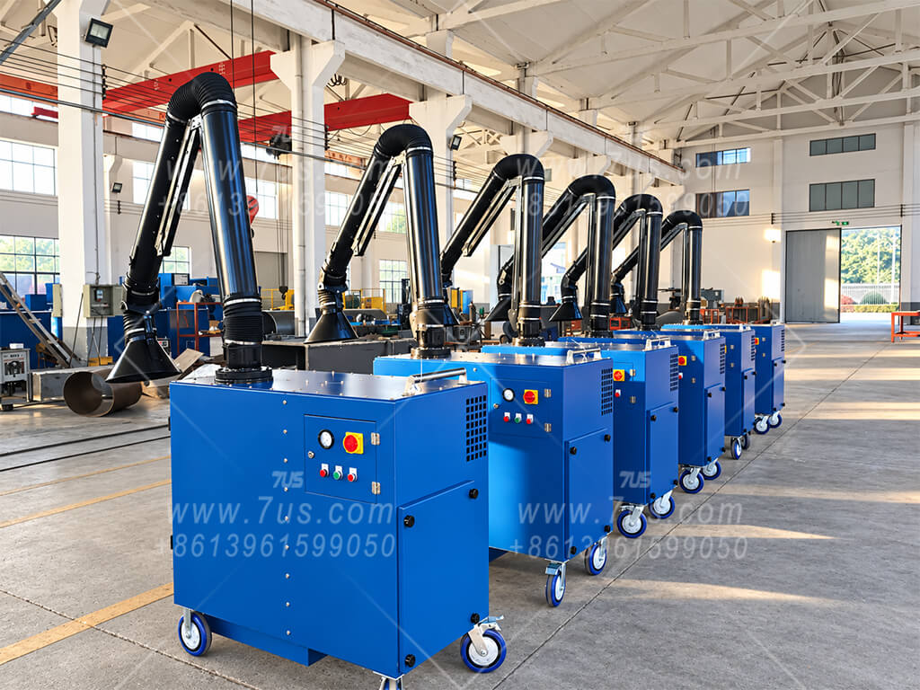 7US mobile welding fume extractors with adjustable extraction arms