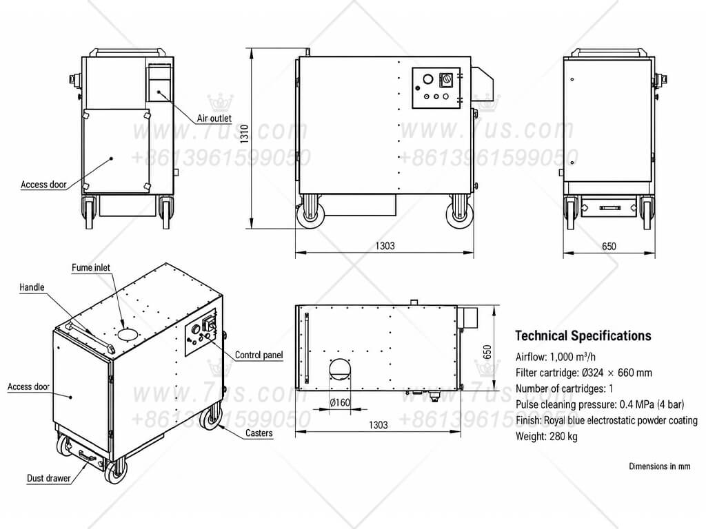 PT1001 · Dimensions & Technical Drawing