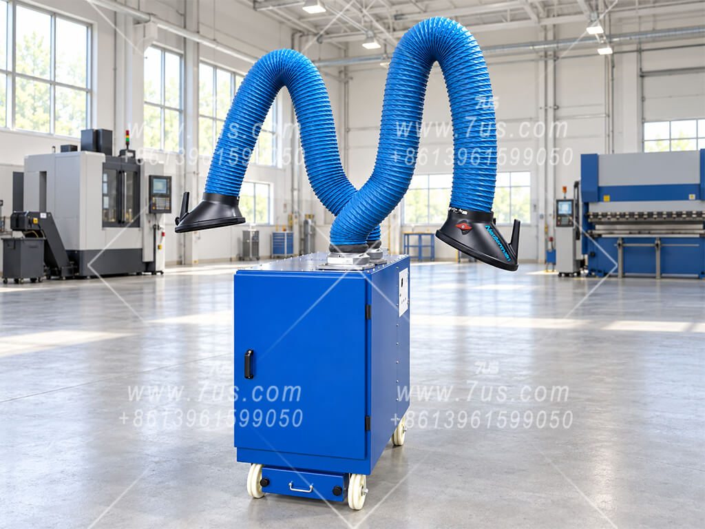 7US PT1002 mobile welding fume extractor fitted with Nederman extraction arms