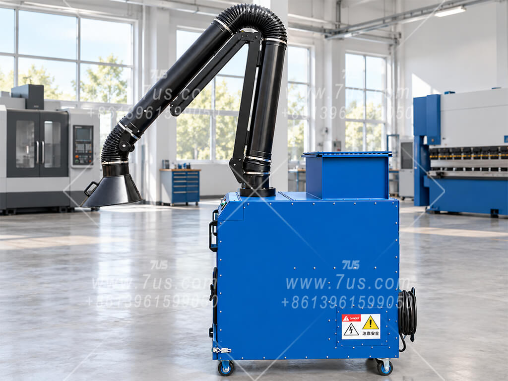 7US mobile welding fume extractor with optional secondary filtration, alternative extraction arm