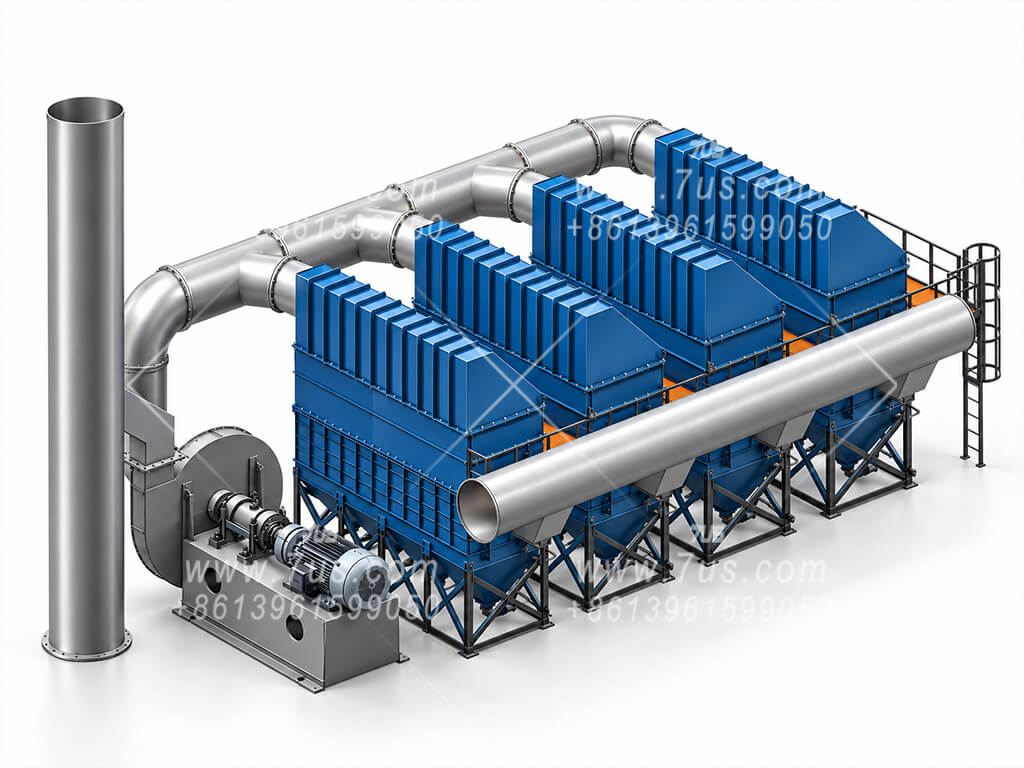 Parallel wet dust collector system — Fan-side view