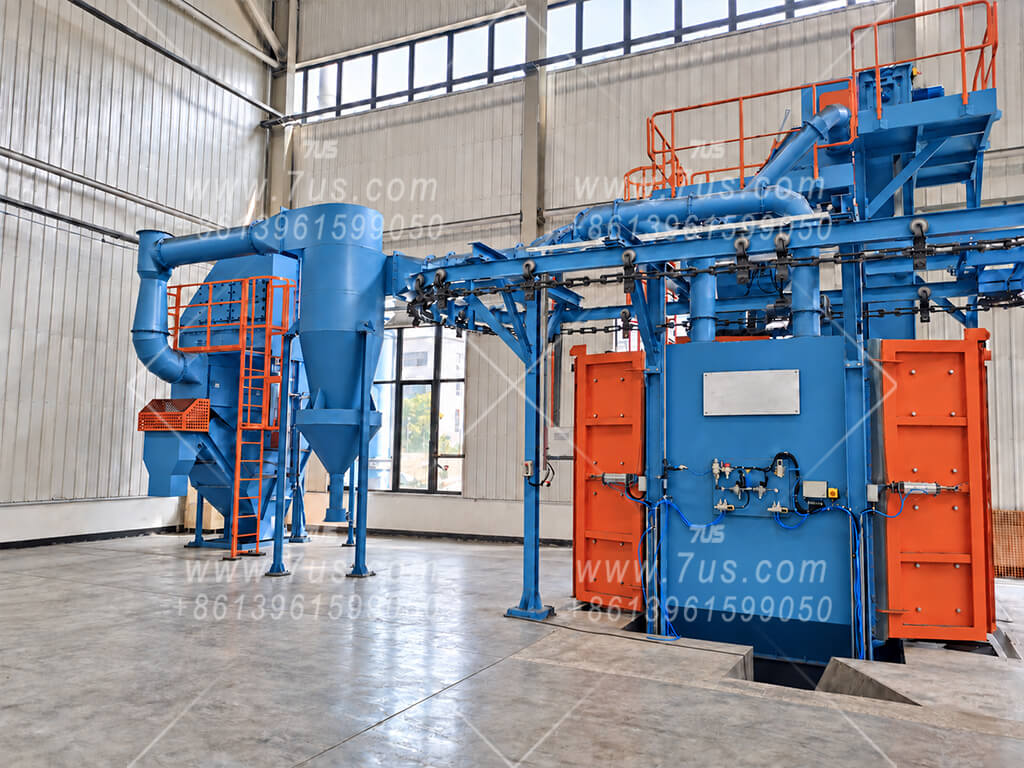 7US wet dust collection equipment installed alongside a shot blasting machine