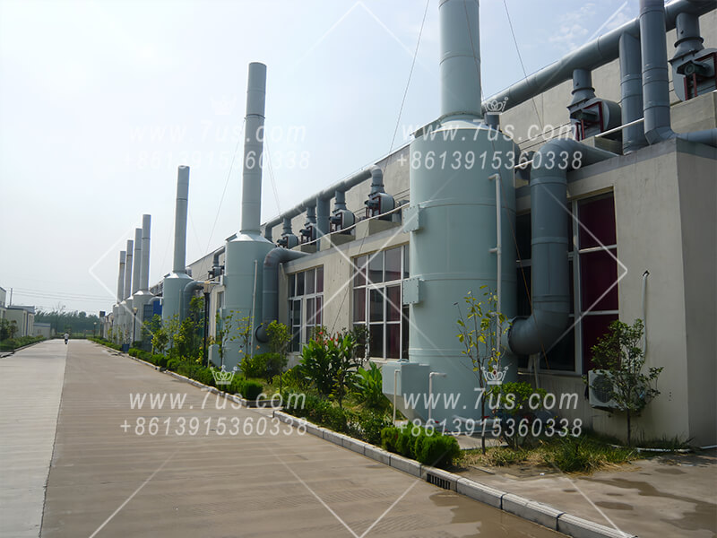 Plastic material exhaust gas water scrubber