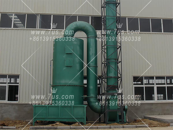 Waste gas water scrubber with inclined plate sedimentation water tank