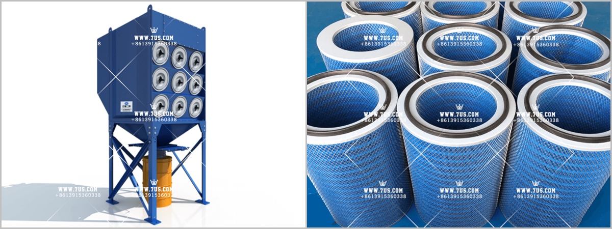 Downflow modular combination dust collector First stage filter