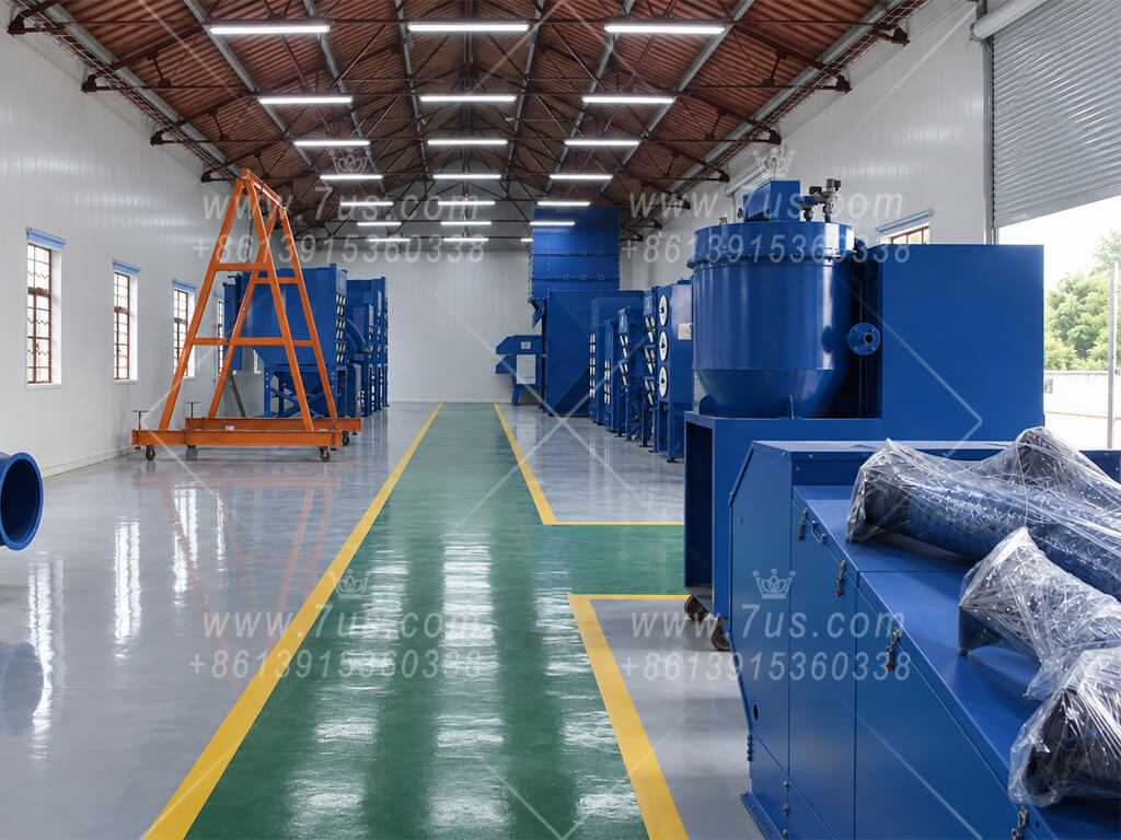 Dust collection equipment in the 7US showroom in Yixing, China